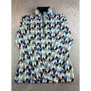 Tail White Label Geometric Print Long Sleeve 1/4 Zip Pullover Top‎ Womens Small